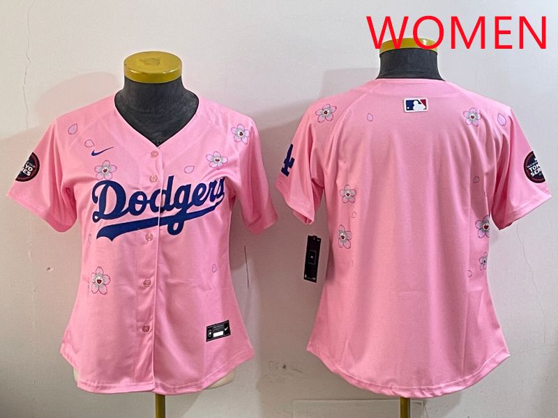Women Los Angeles Dodgers Blank Pink Sakura Edition 2025 Nike MLB Jersey style 1->los angeles dodgers->MLB Jersey